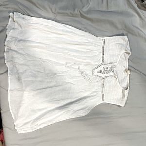 White lace up boho summer top